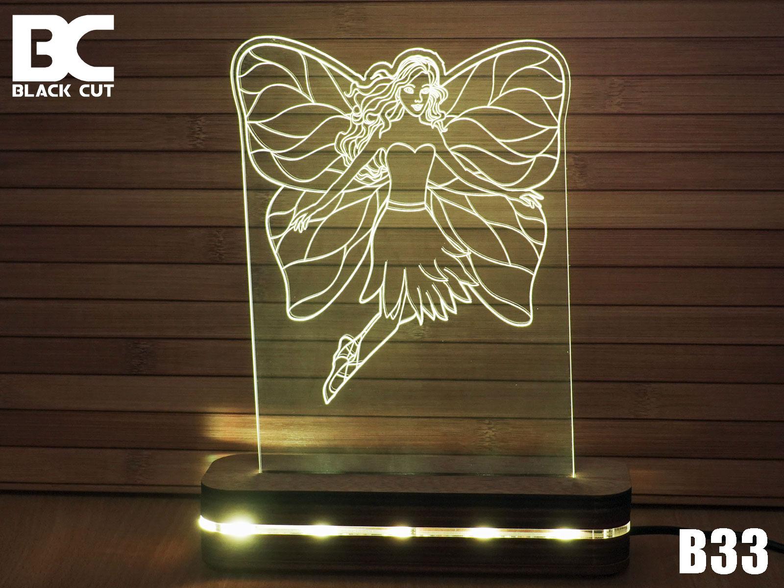 Black Cut 3D Lampa Vila Toplo bela