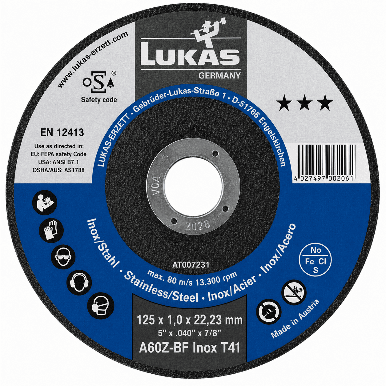Lukas Rezna ploča, Inox, STAR-3, 125x1x22mm