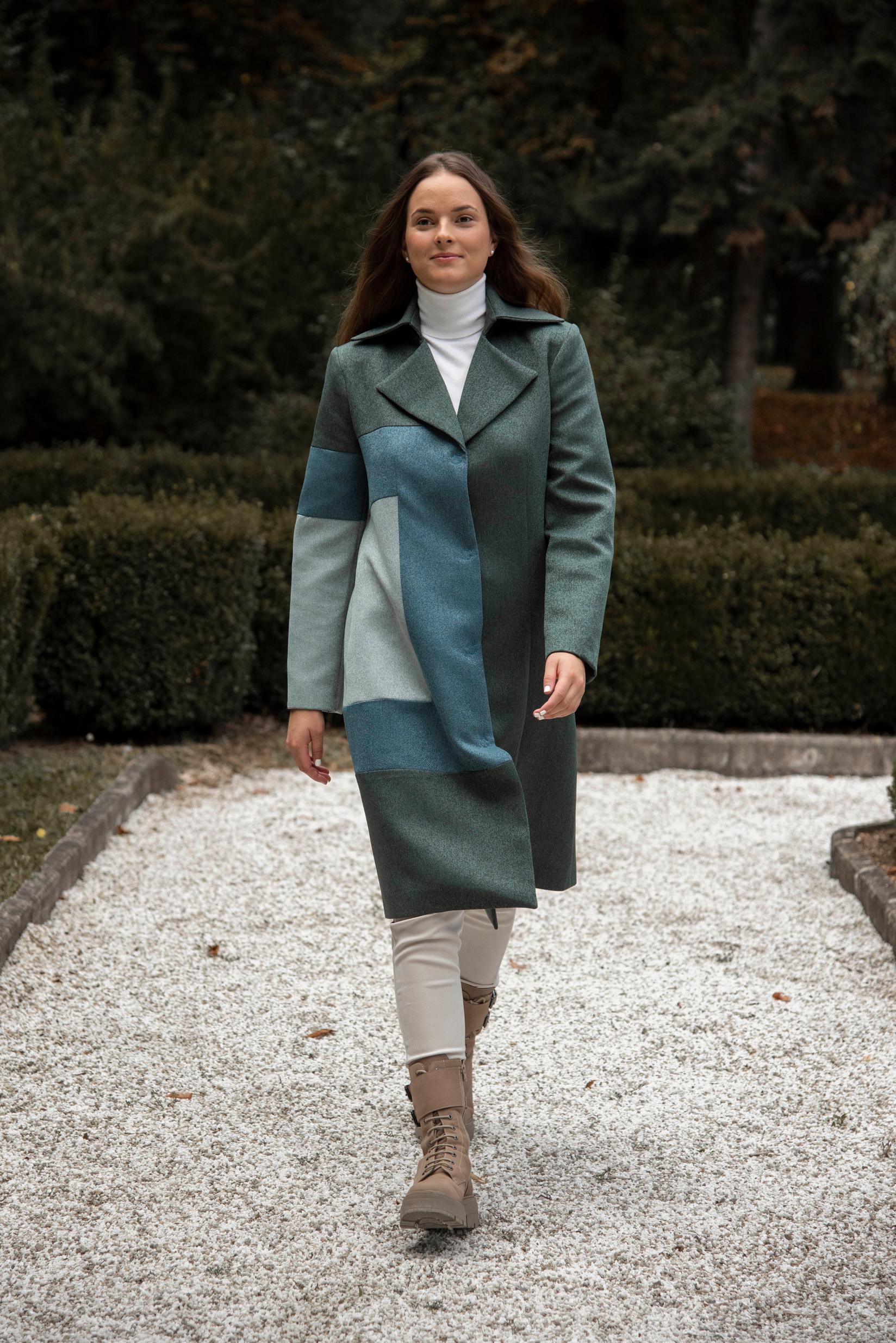 BOUCLÉ MODA Ženski kaput Kvadrat, Maslinasti