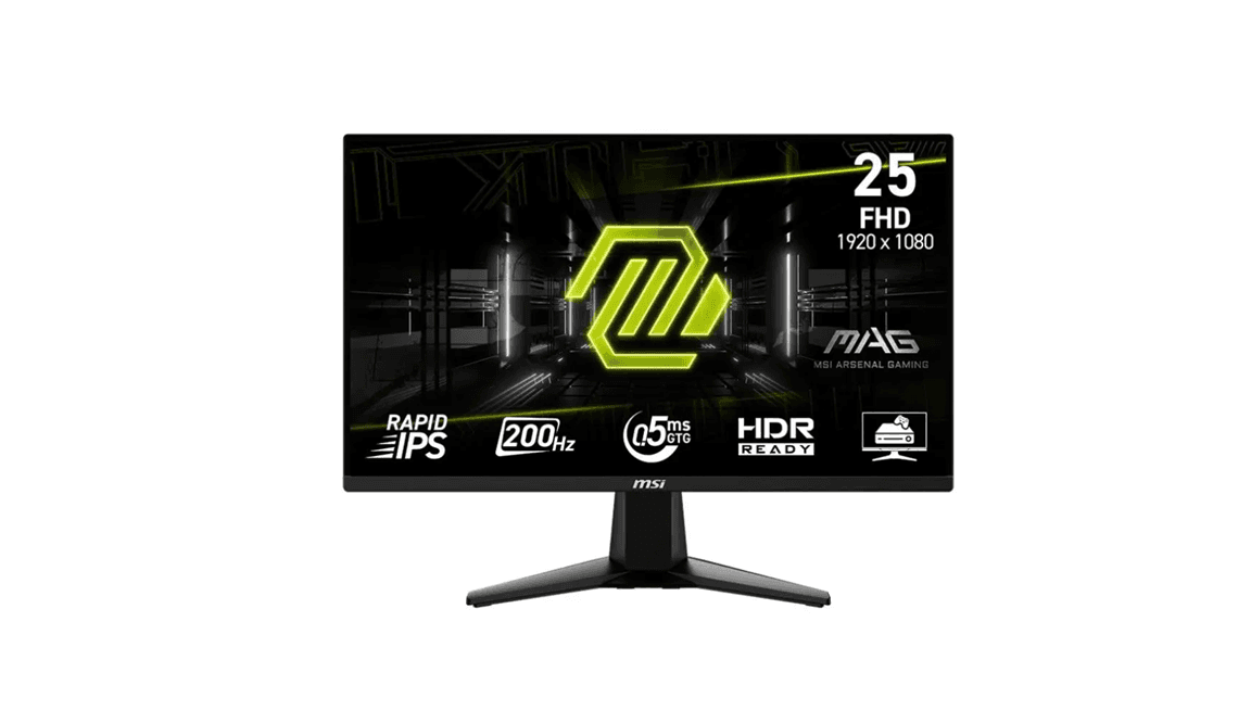 MSI monitor, MAG 255F E20, 25" FHD, Rapid IPS, 1920 x 1080, 200 Hz, 0,5 ms, 2 x HDMI, DP, 1 x 3,5 mm, nagib, crni