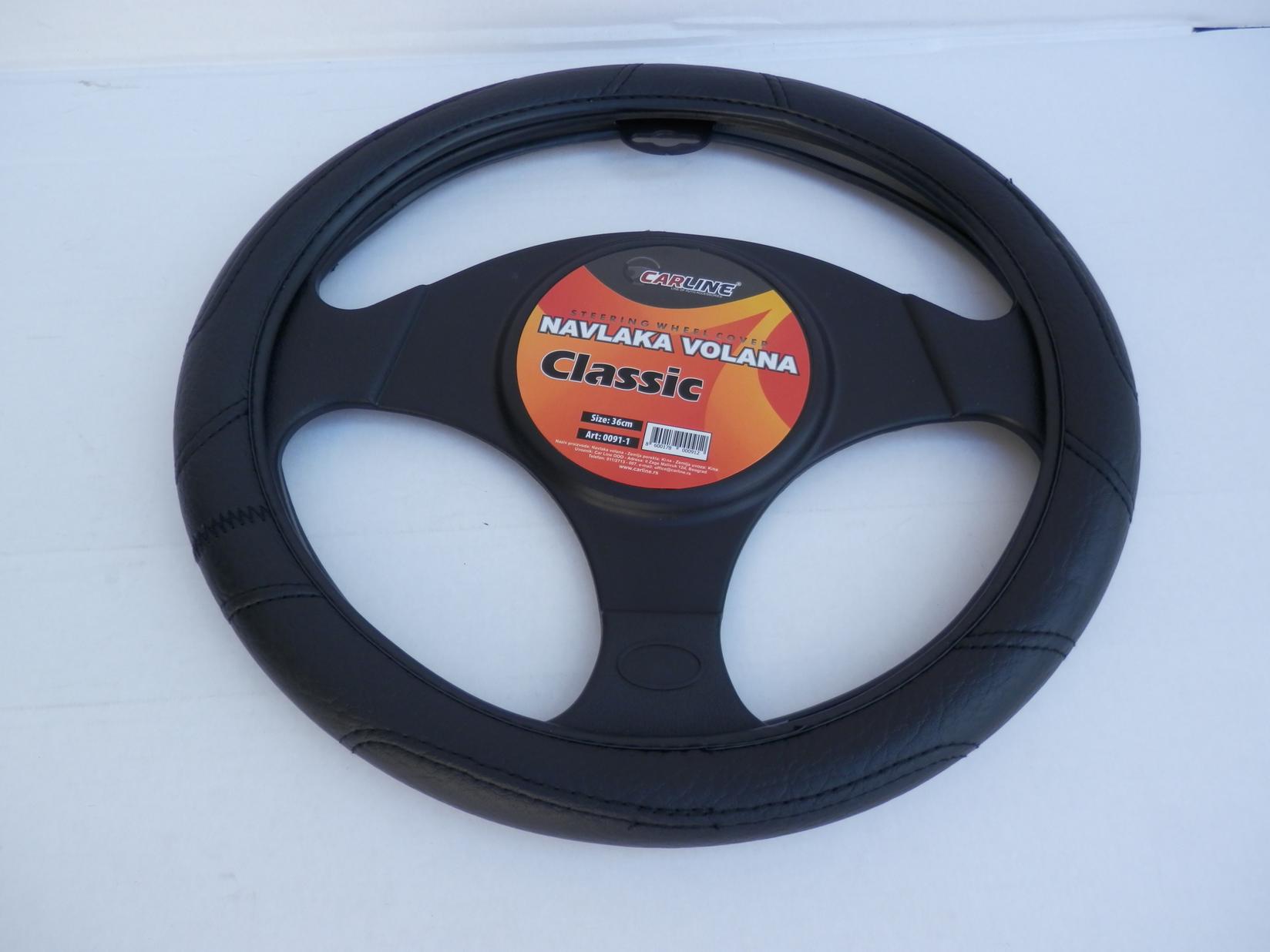 CAR LINE Navlaka volana eko koža S (36cm) crna CLASSIC