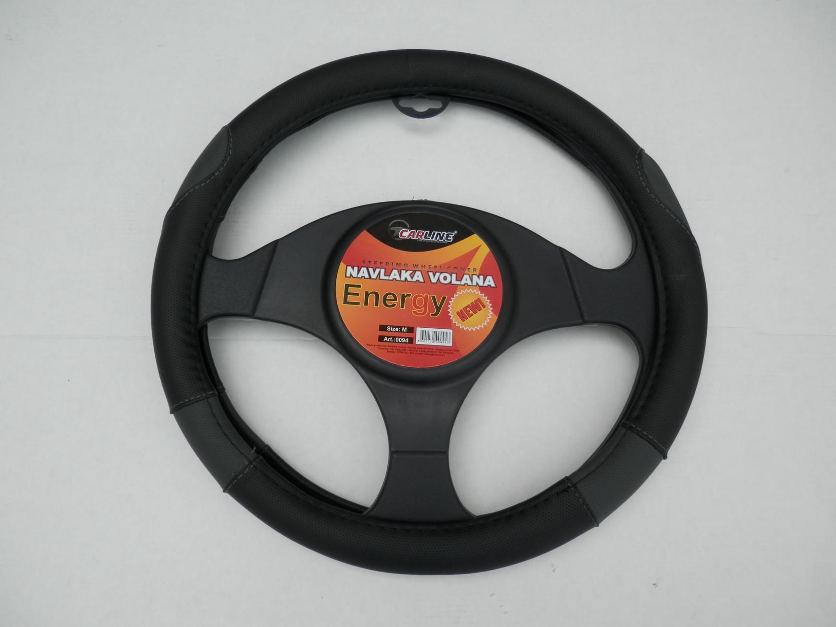 CAR LINE Navlaka volana M (38cm) crno-siva ENERGY