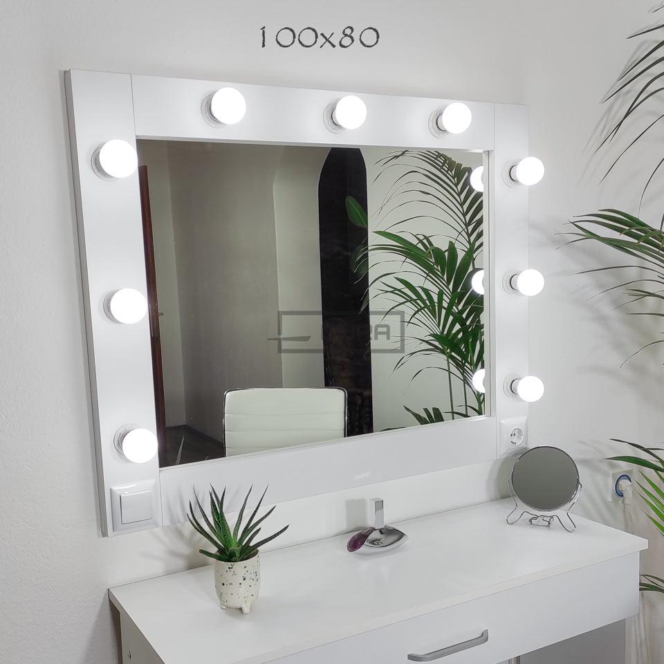 DURA Ogledalo sa ramom za šminkanje, LED sijalice, 100x80cm