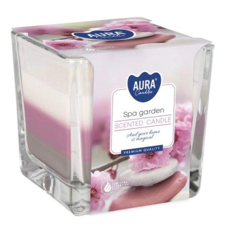 Aura Trobojna mirisna sveća Spa bašta, 170g