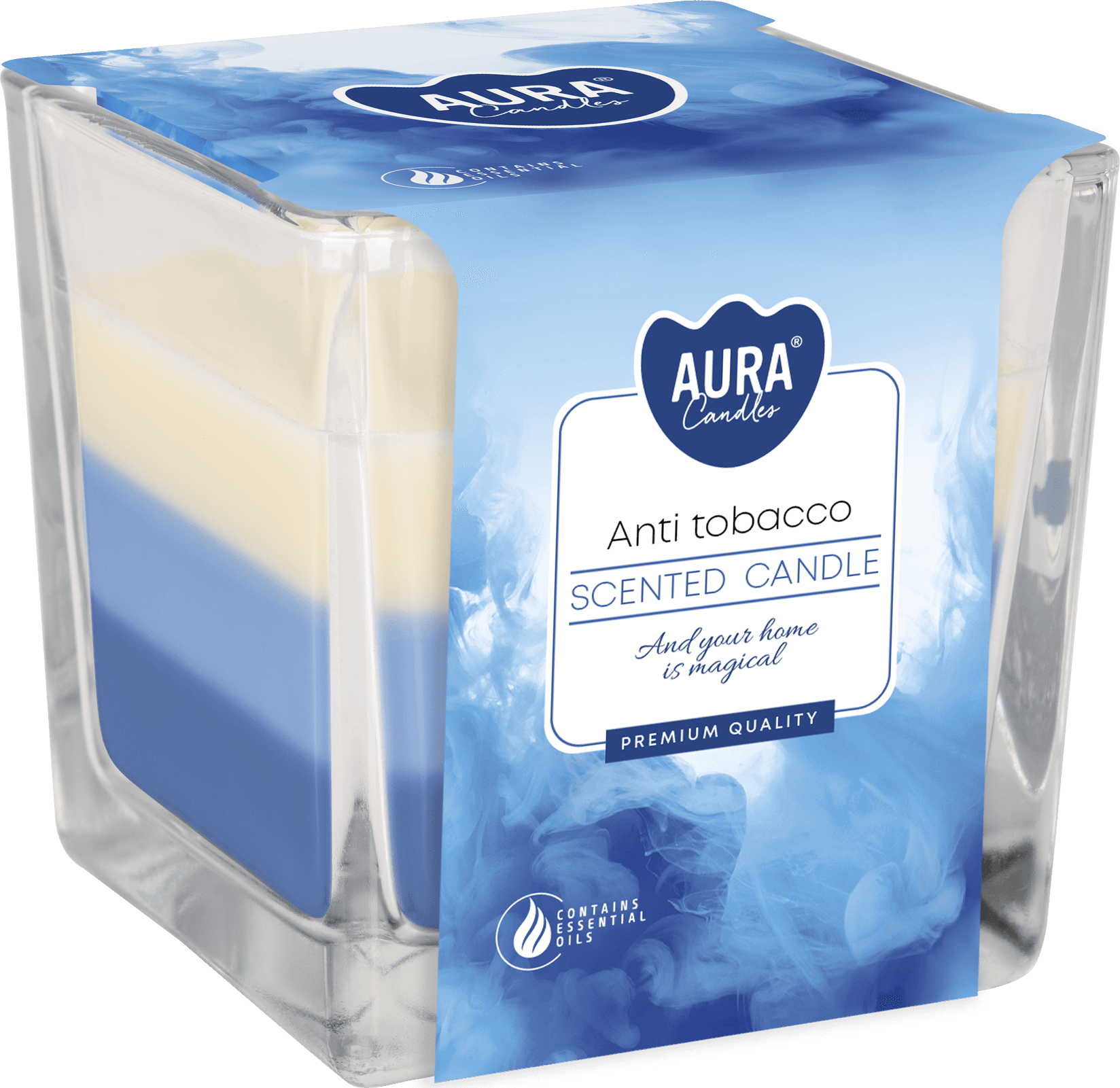 Aura Trobojna mirisna sveća  Anti tobaco, 170g