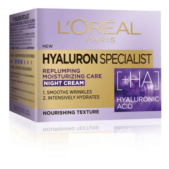 L'OREAL PARIS Ženska noćna hidratantna krema za vraćanje volumena Hyaluron Specialist 50 ml
