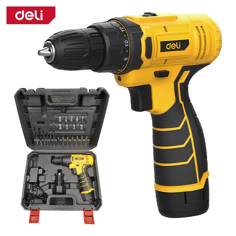 DELI Aku bušilica odvijač EDL-DZ12-6A2, 12V, Žuta