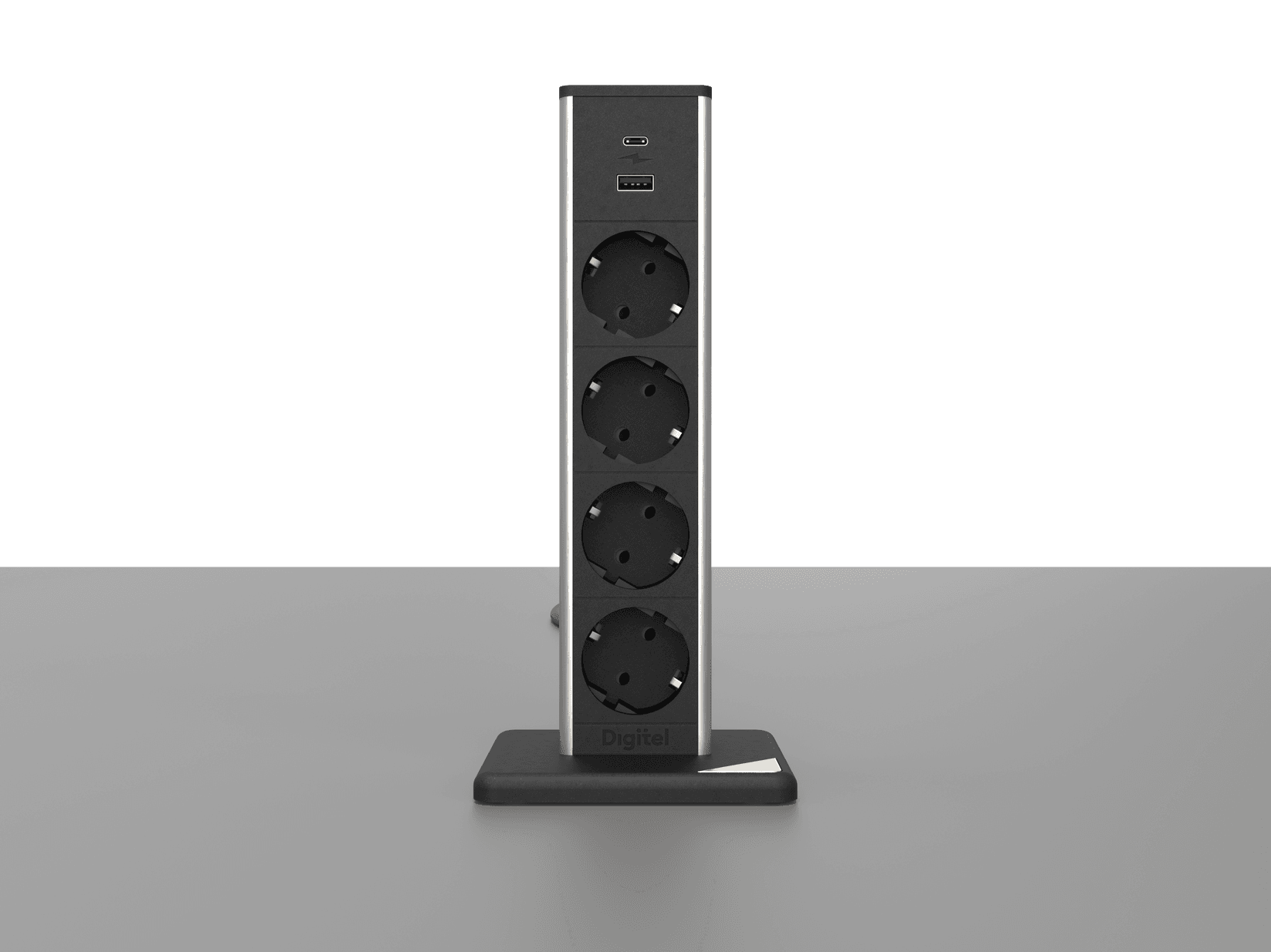 DIGITEL Uspravna utičnica bez bušenja StandUp 5 sa 3m kabla srebrno-crna