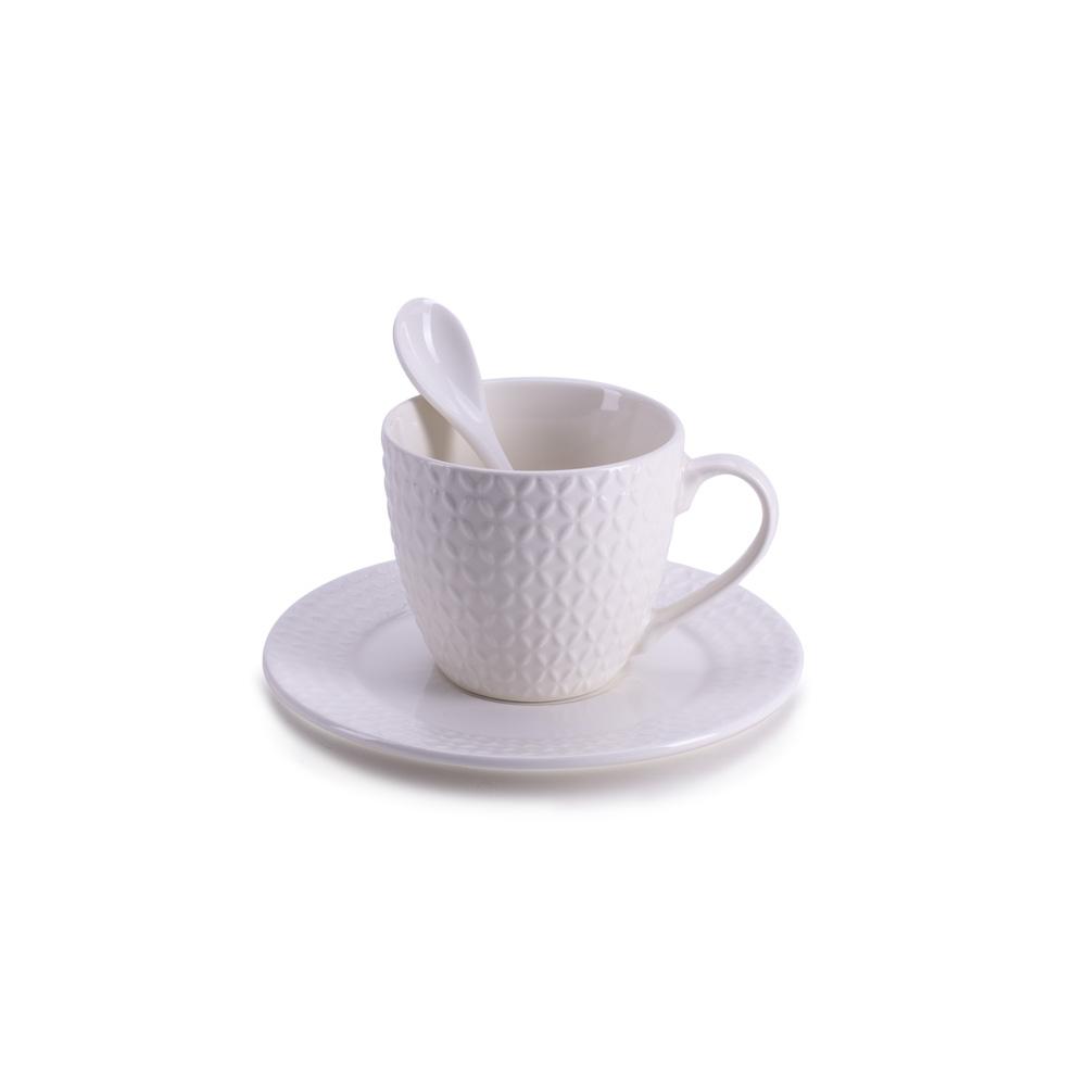 DIKER HOME Porcelanska šolja sa kašikicom, Bela