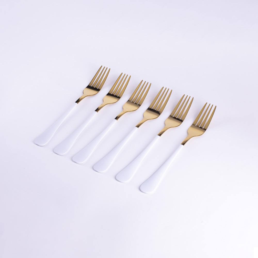 DIKER HOME Set viljuški za jelo, 6 komada, Belo-zlatne boje