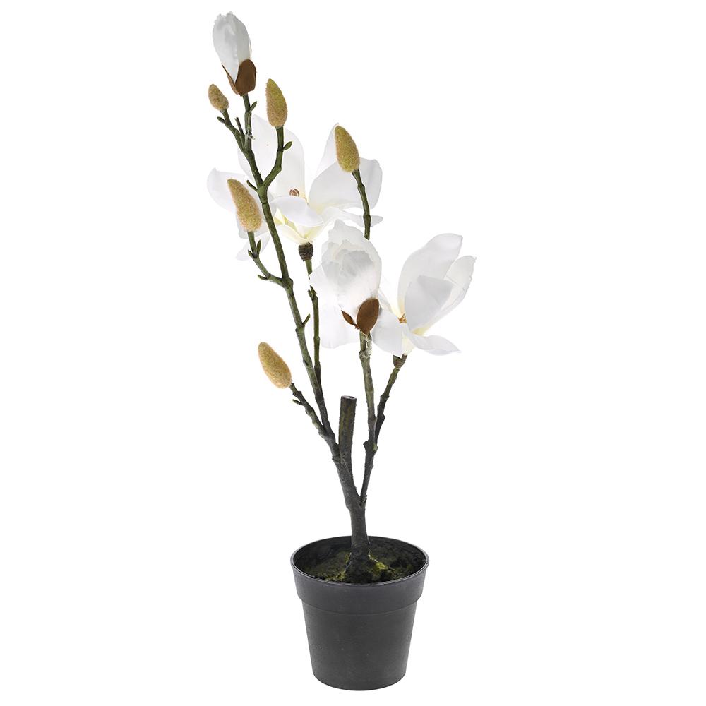 DIKER HOME Veštačka magnolija u saksiji 50 cm bela