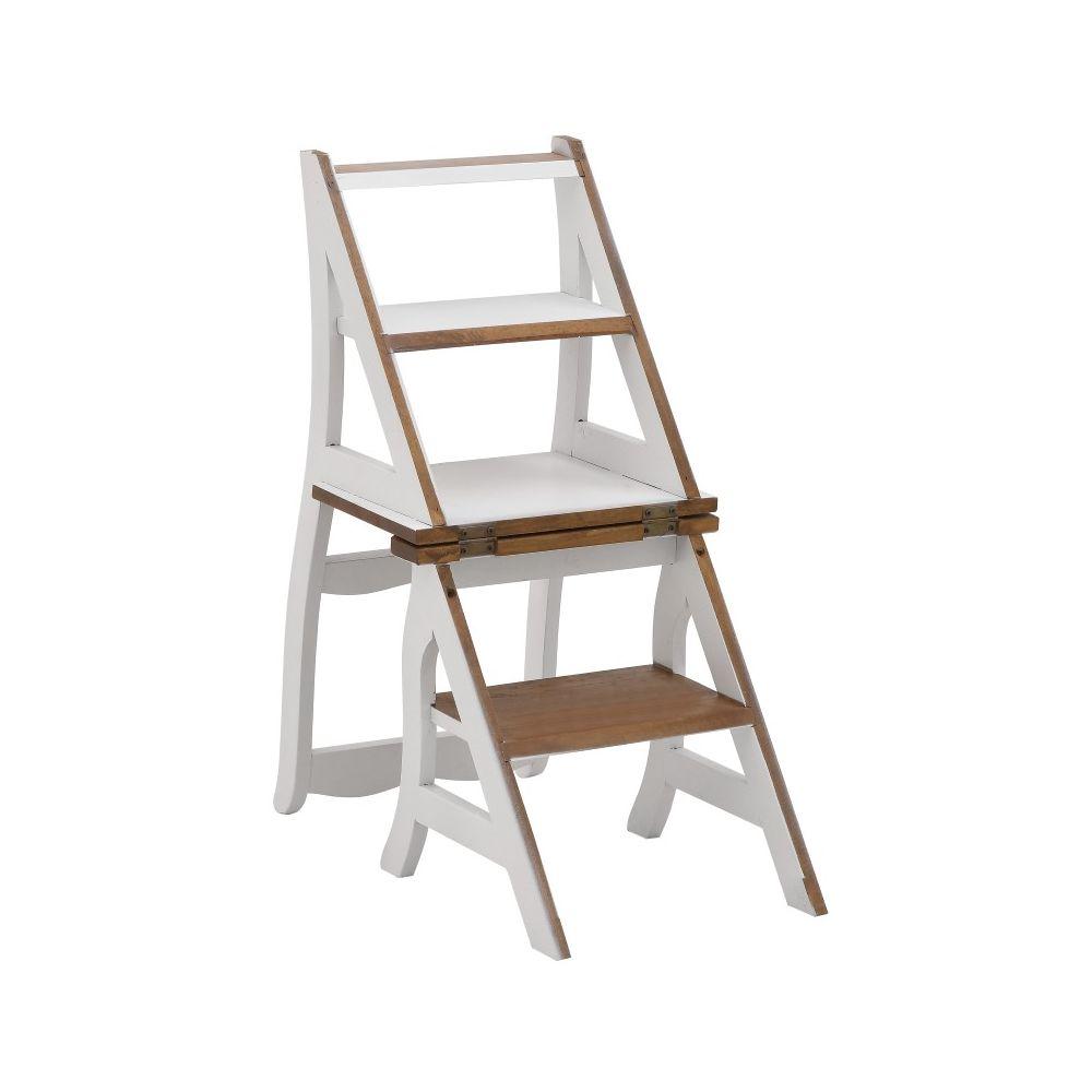 DIKER HOME Drvena stolica - merdevine na rasklapanje natural 86x42x47/42 cm bela