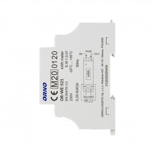 ORNO OR-WE-521 Monofazni merač potrošnje za DIN šinu 1P LCD, 40A, 1000imp/kWh, MID
