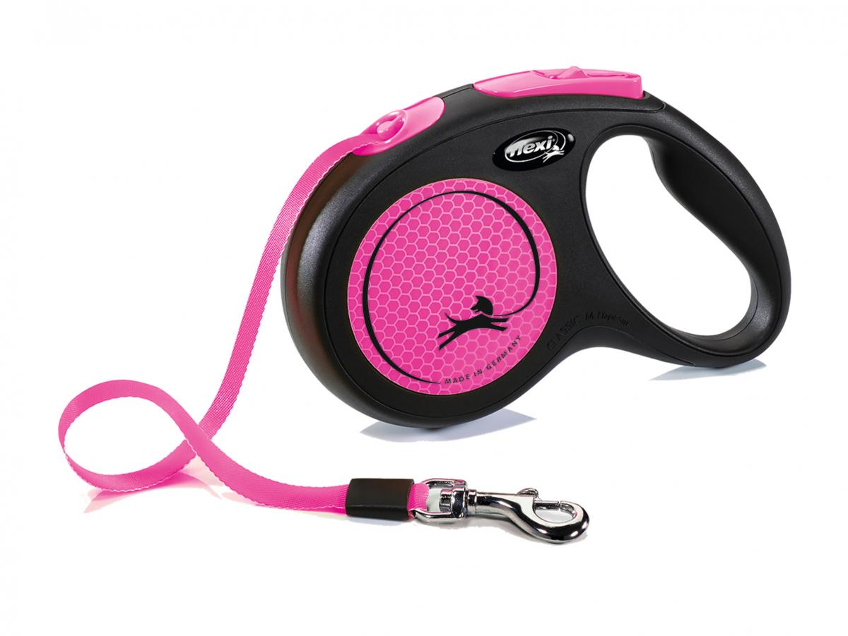 FLEXI Povodac za pse Neon Tape S 5m roze