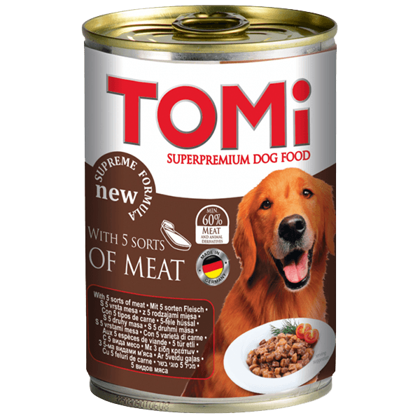 Selected image for TOMI Vlažna hrana za pse u konzervi - 5 vrsta mesa 400g