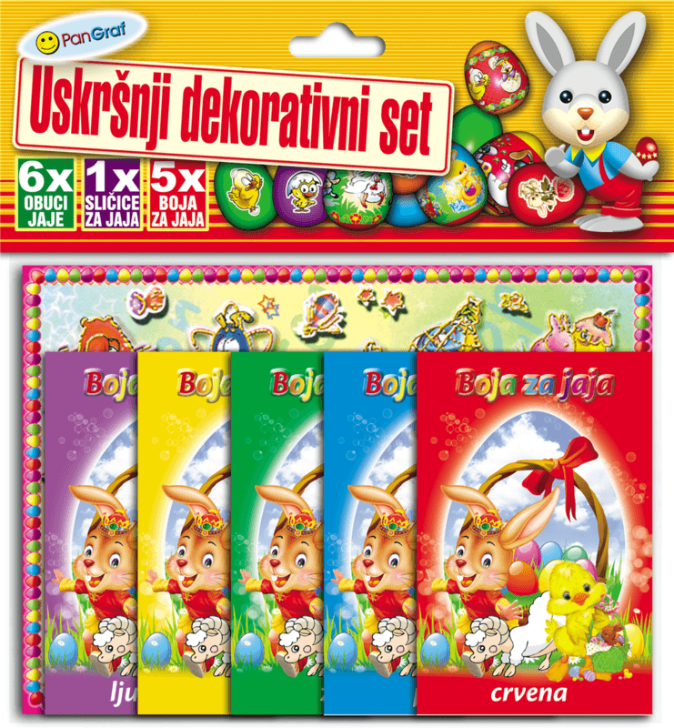 Selected image for Uskršnji dekorativni set Boja za jaje 5/1 + Tabak sličica + "Obuci jaje" 6/1