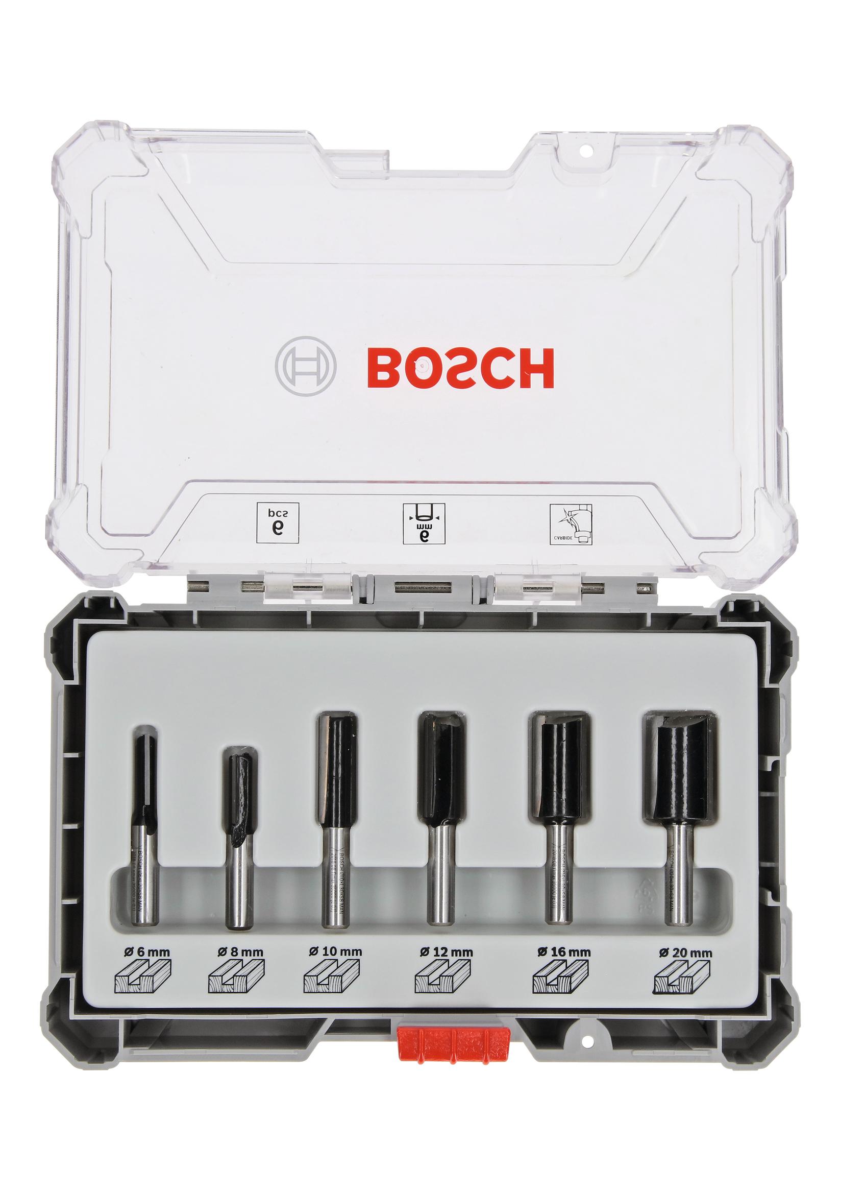 Selected image for Bosch Komplet ravnih glodala, 6 komada, držač od 6 mm 2607017465, 6-piece Straight Router Bit Set.