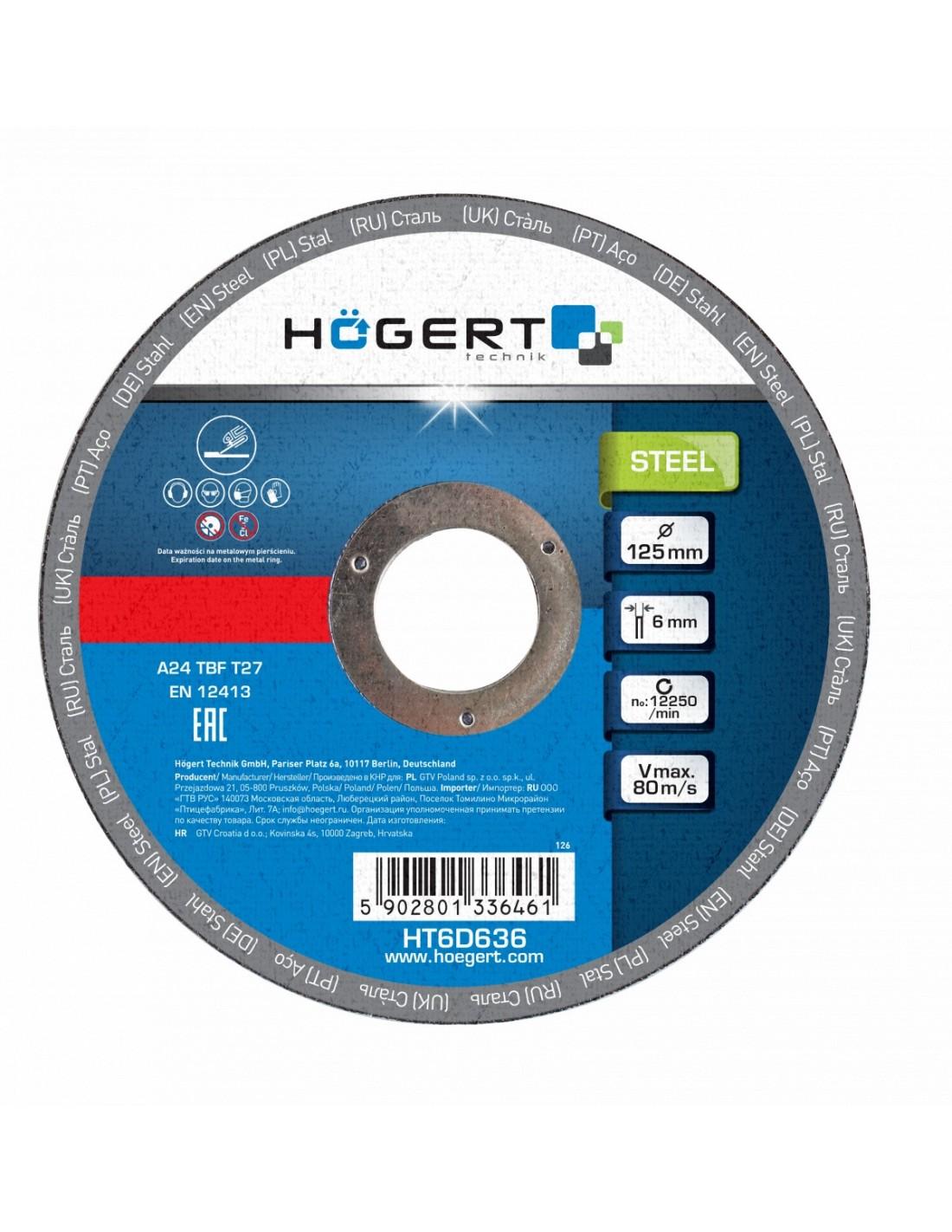 HŐGERT Brusni disk za metal/inox 125 mm 6.0 mm