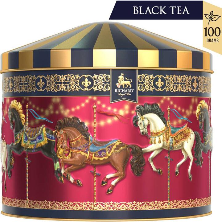 Selected image for RICHARD Crni čaj Tea royal merrygoround metalna kutija metalna kutija RED 100g