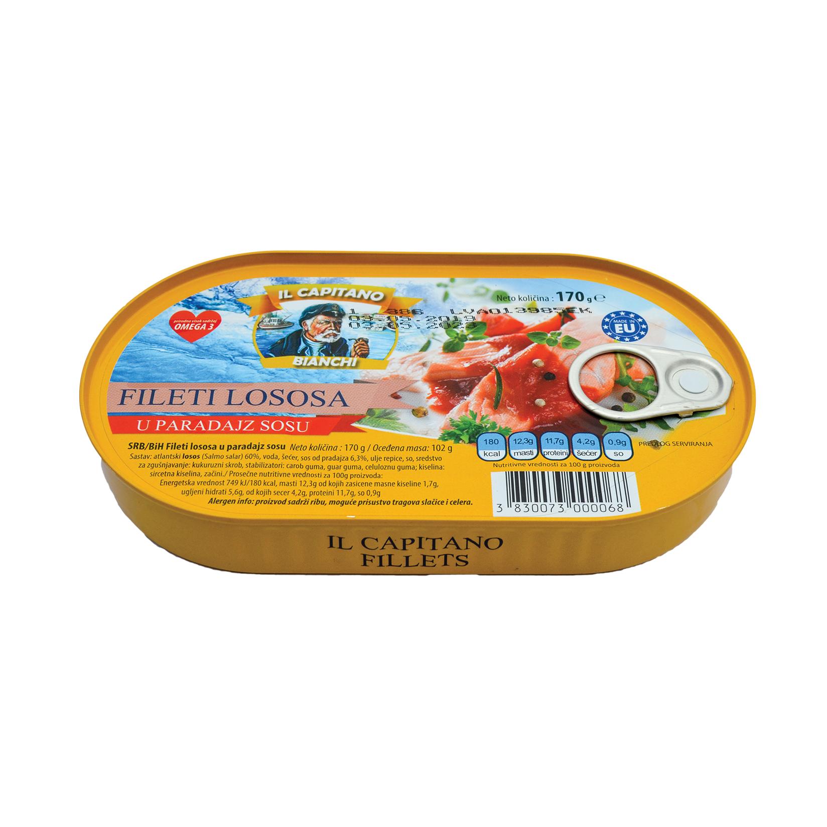 IL CAPITANO Fileti lososa u paradajz sosu, 170g