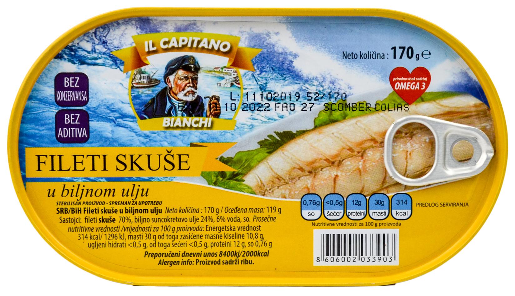 IL CAPITANO Skuša u ulju, 170g