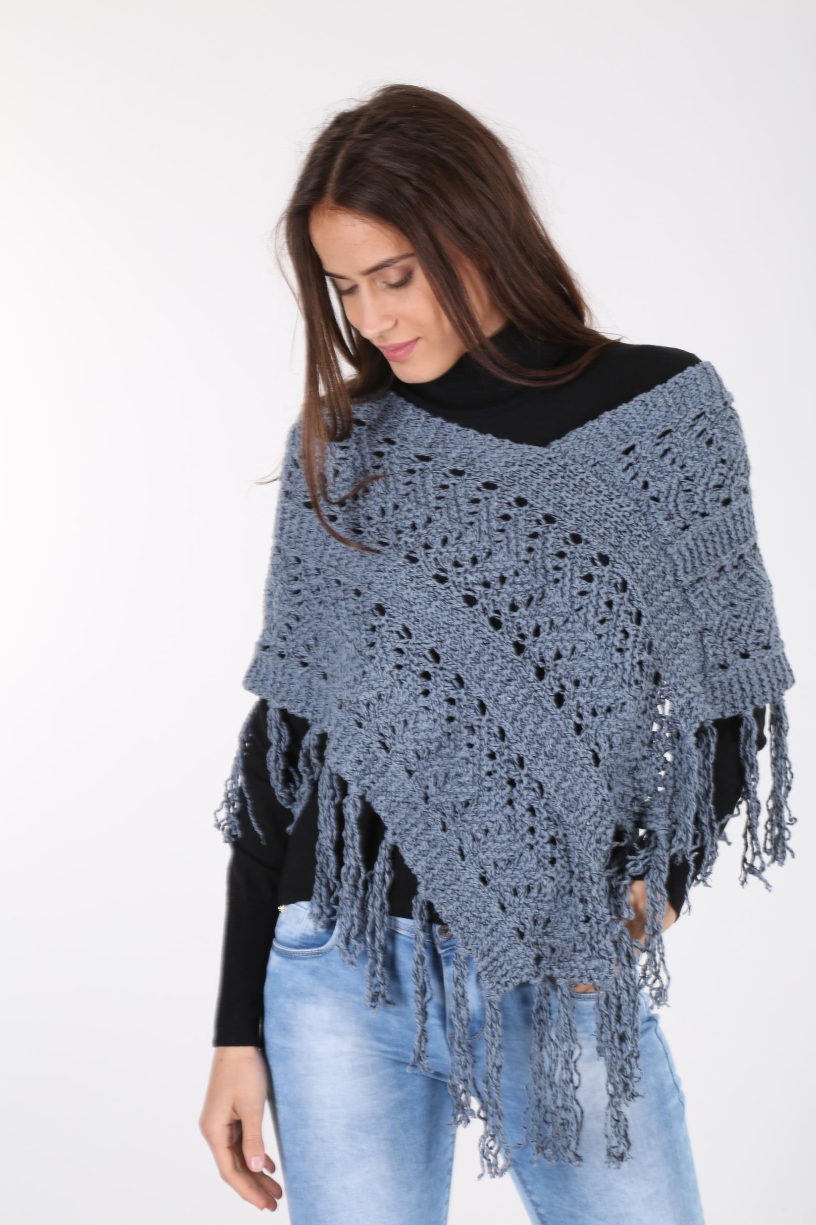 EDI Ženski pončo sivi