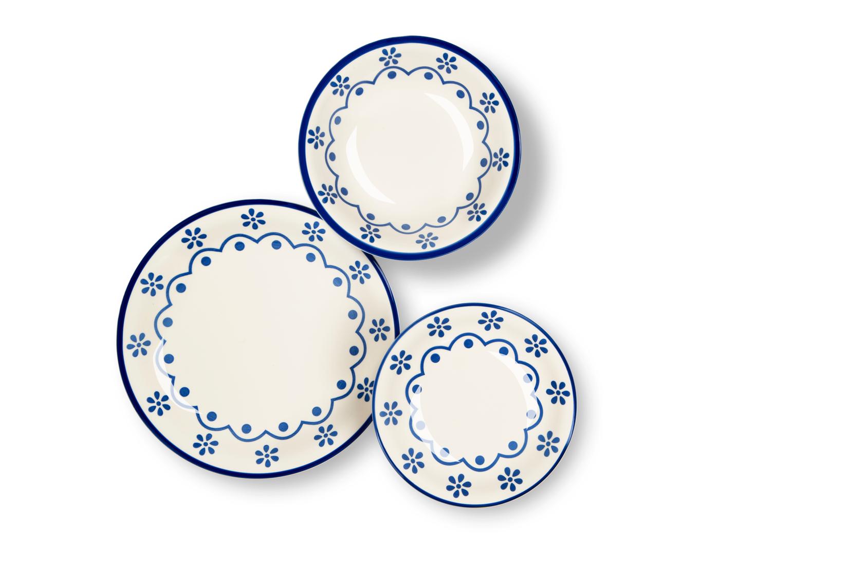 Excelsa Set tanjira Old Cottage, 18 komada, Belo-plavi