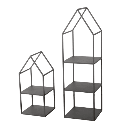 Ena Set od 2 metalne police 75cm, 130cm, Crni