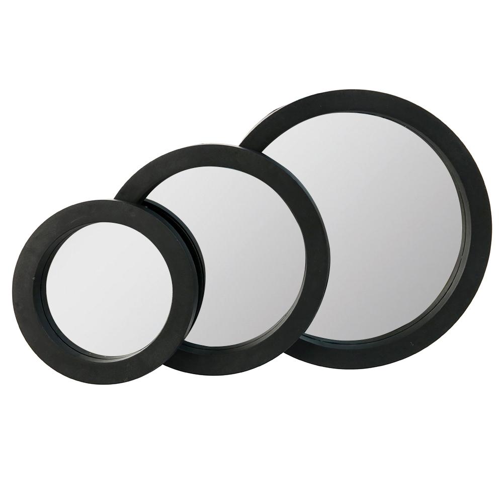 Ena Ogledala, 26.5cm, Okrugla, 3 komada u setu, 181039, Crna