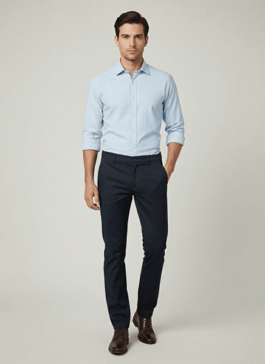 Elit Elegantne muške pantalone sa teksturom, Teget