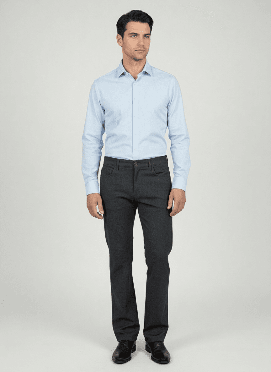 Elit Muške keper pantalone Regular Fit Bi-Stretch udobnost, Tamnosive