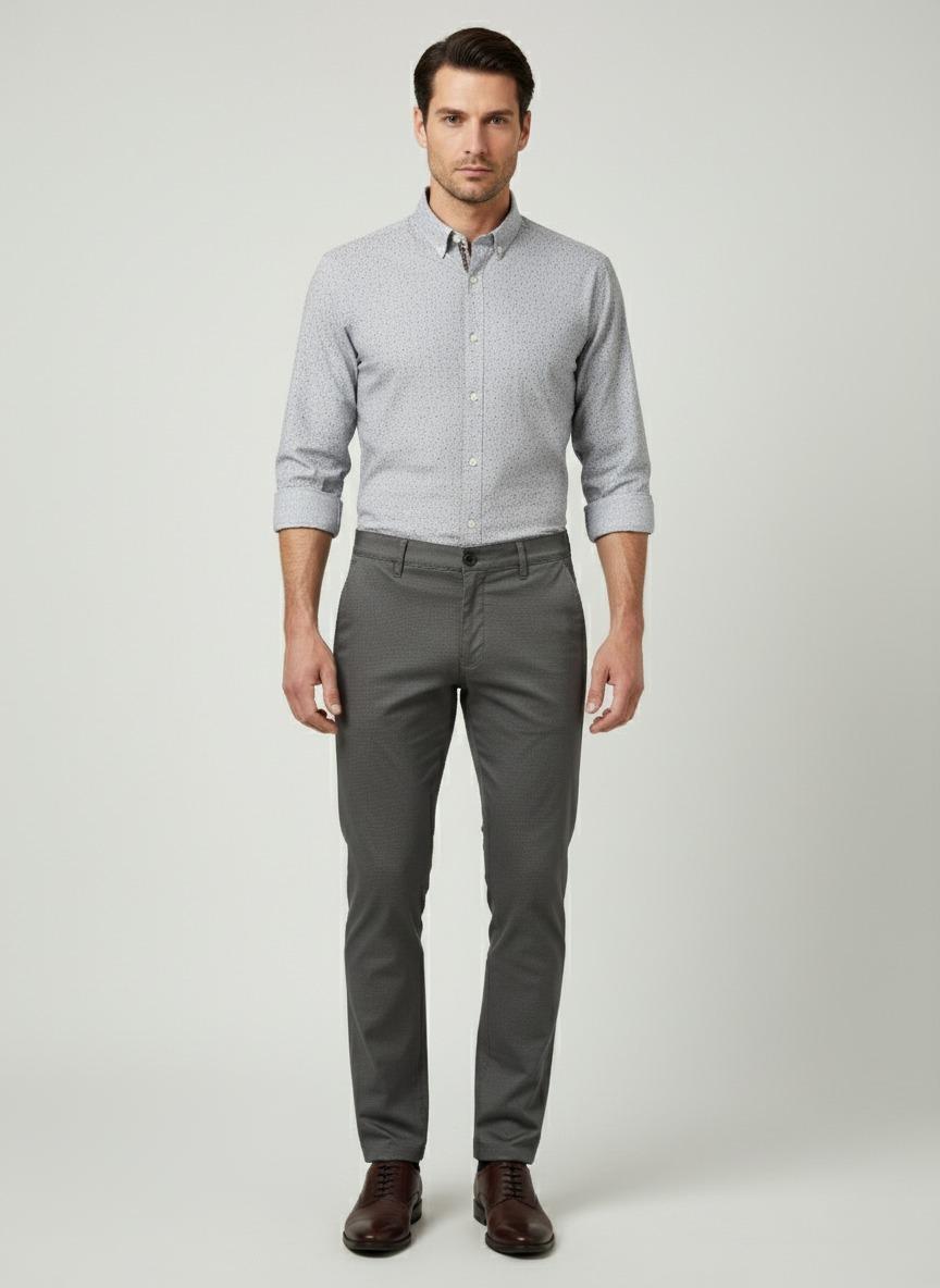 Elit Elegantne muške pantalone sa teksturom, Sive