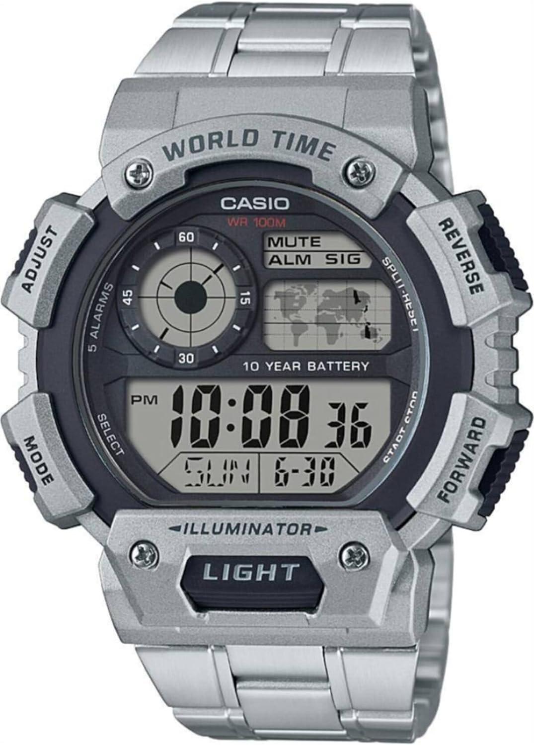 CASIO Muški ručni sat, Kvarcni mehanizam, AE-1400WHD-1AVDF, Srebrna boja
