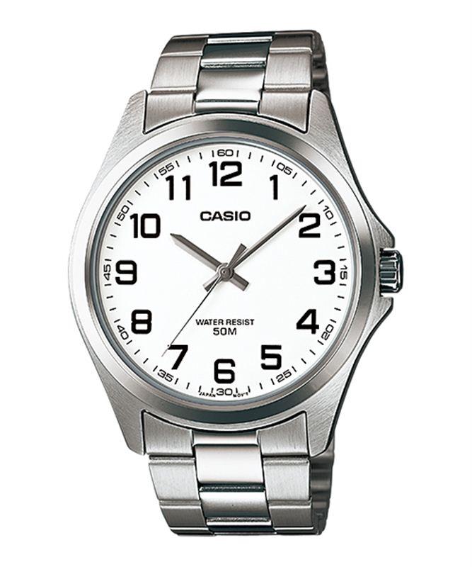 CASIO Muški ručni sat, Kvarcni mehanizam, Beli brojčanik, MTP-1378D-7BVDF, Srebrna boja