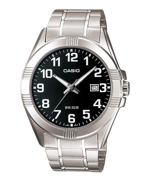 CASIO Muški ručni sat, Kvarcni mehanizam, Crni brojčanik, MTP-1308D-1BVDF, Srebrna boja