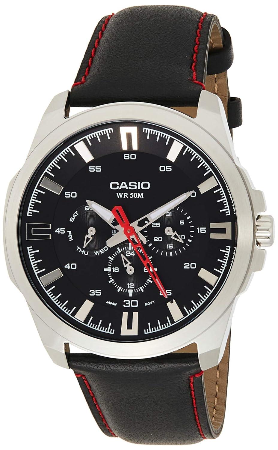 CASIO Muški ručni sat, Kvarcni mehanizam, Crni brojčanik, MTP-SW310L-1AVDF, Crni