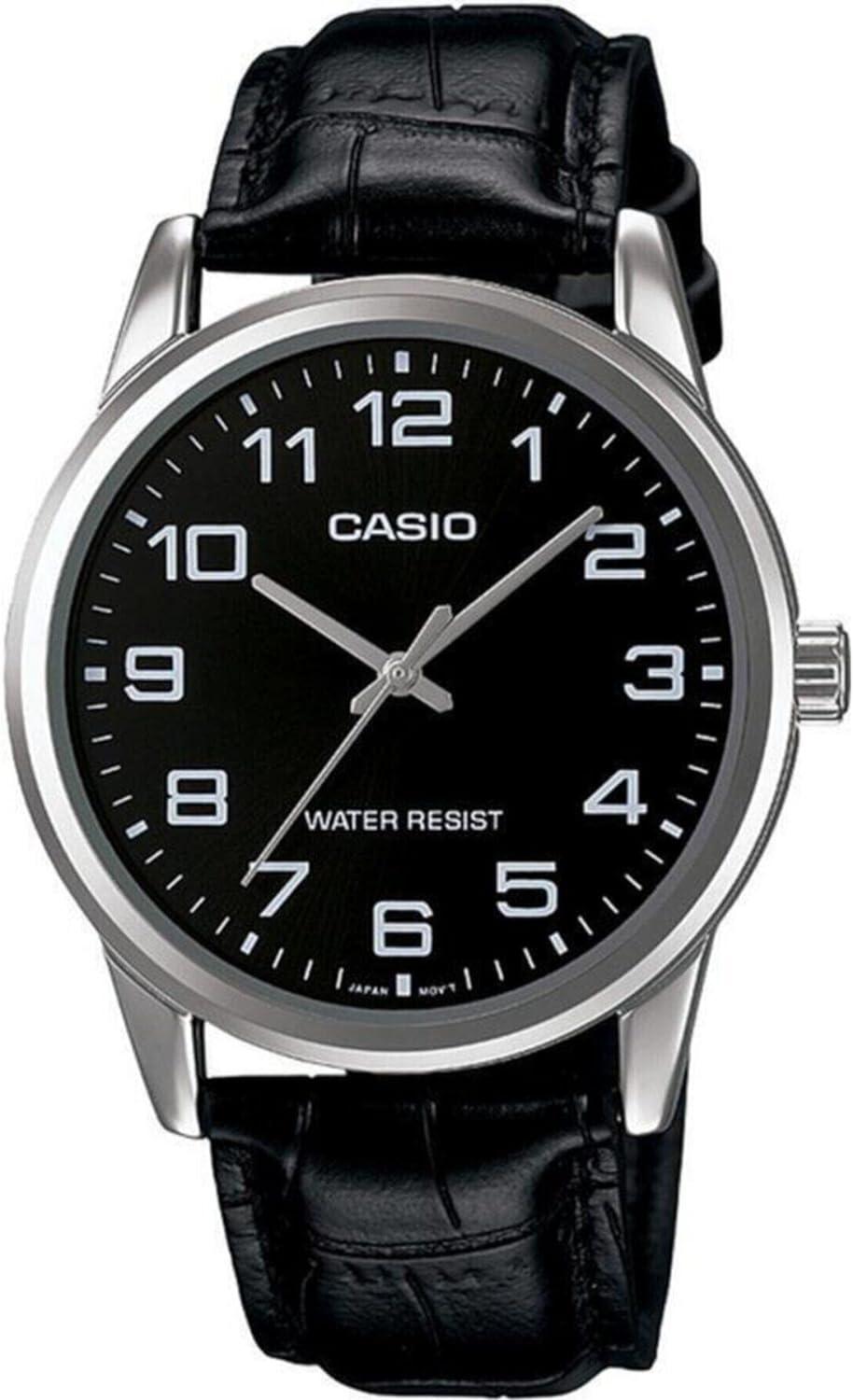CASIO Muški ručni sat, Kvarcni mehanizam, Crni brojčanik, MTP-V001L-1BUDF, Crni