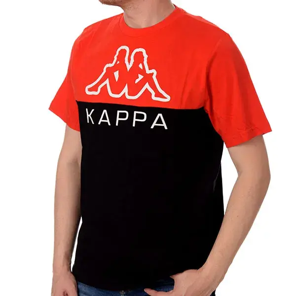Kappa Muška majica kratkih rukava LOGO EMIR, Crno-crvena