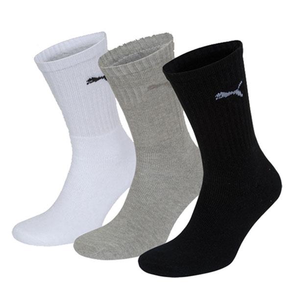 PUMA Sportske čarape, 3 para, Crne, sive i bele