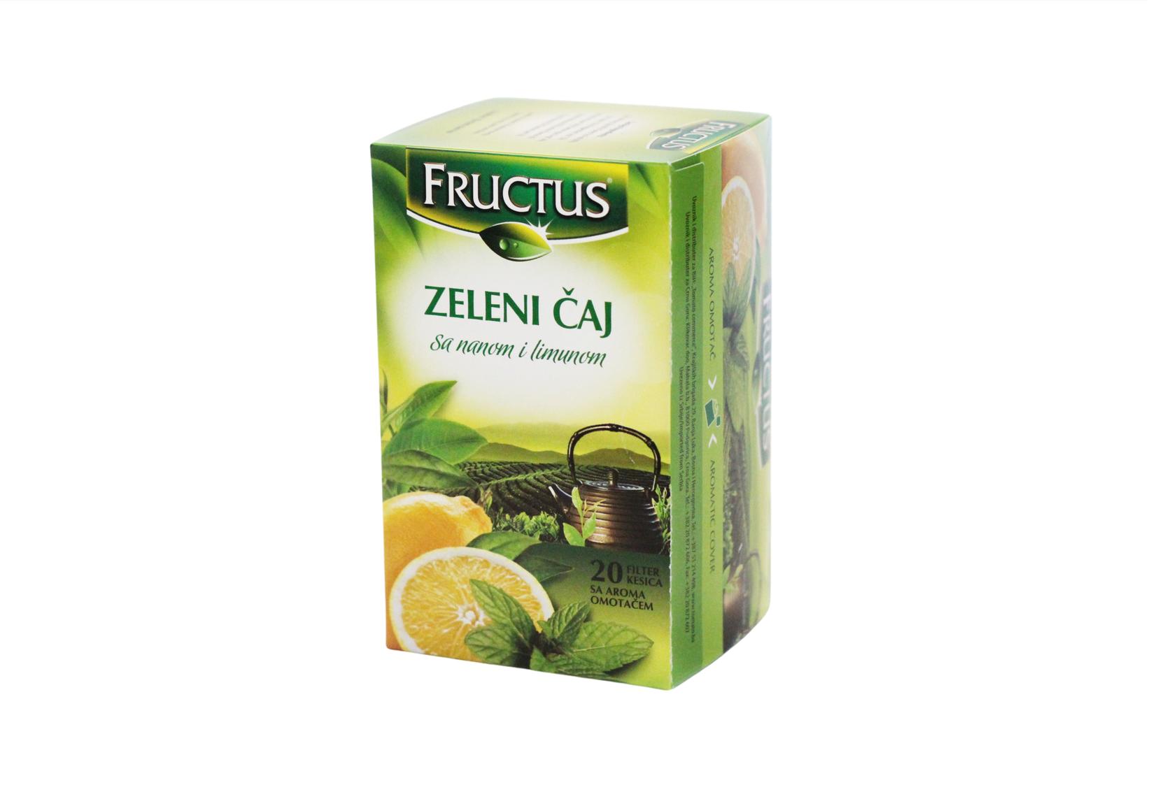 Selected image for FRUCTUS Zeleni čaj sa nanom i limunom 30g, 20x1.5g