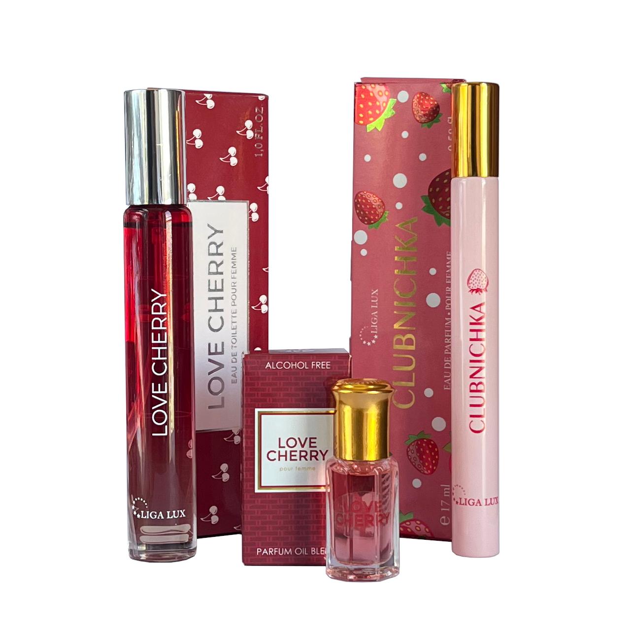 Ženski set parfema Love Cherry, EDT, 30 ml + EDP, 17 ml + Parfemsko ulje Clubnichka, 6 ml