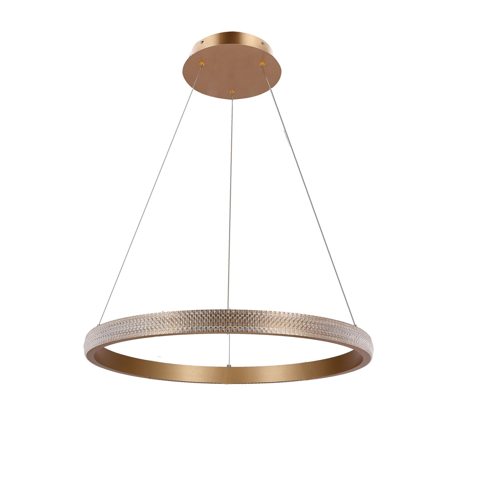 Visilica Hashim, 34W, LED, Sa prozirnim kristalima, 60cm, Zlatne boje