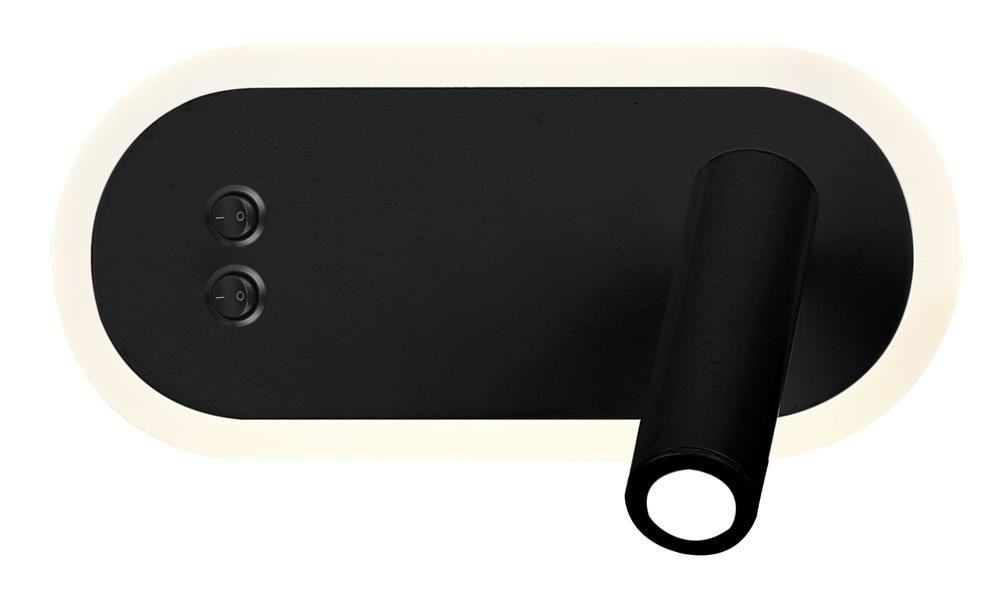 Zidna lampa Miracle, 6W+3W, LED, 4000K, Mat crna