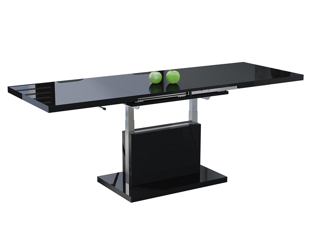 Mazzoni Multifunkcionalni sto na razvlačenje Aston, Sjajni, 120-200x56-74x70-80cm, Crni