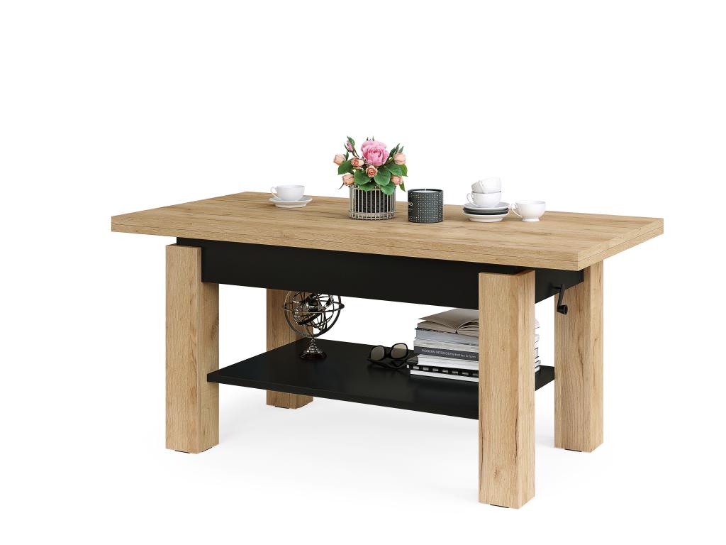 Mazzoni Multifunkcionalni sto na razvlačenje Bravo Craft, 130x59.5-71.5x65-130cm, Hrast - crni