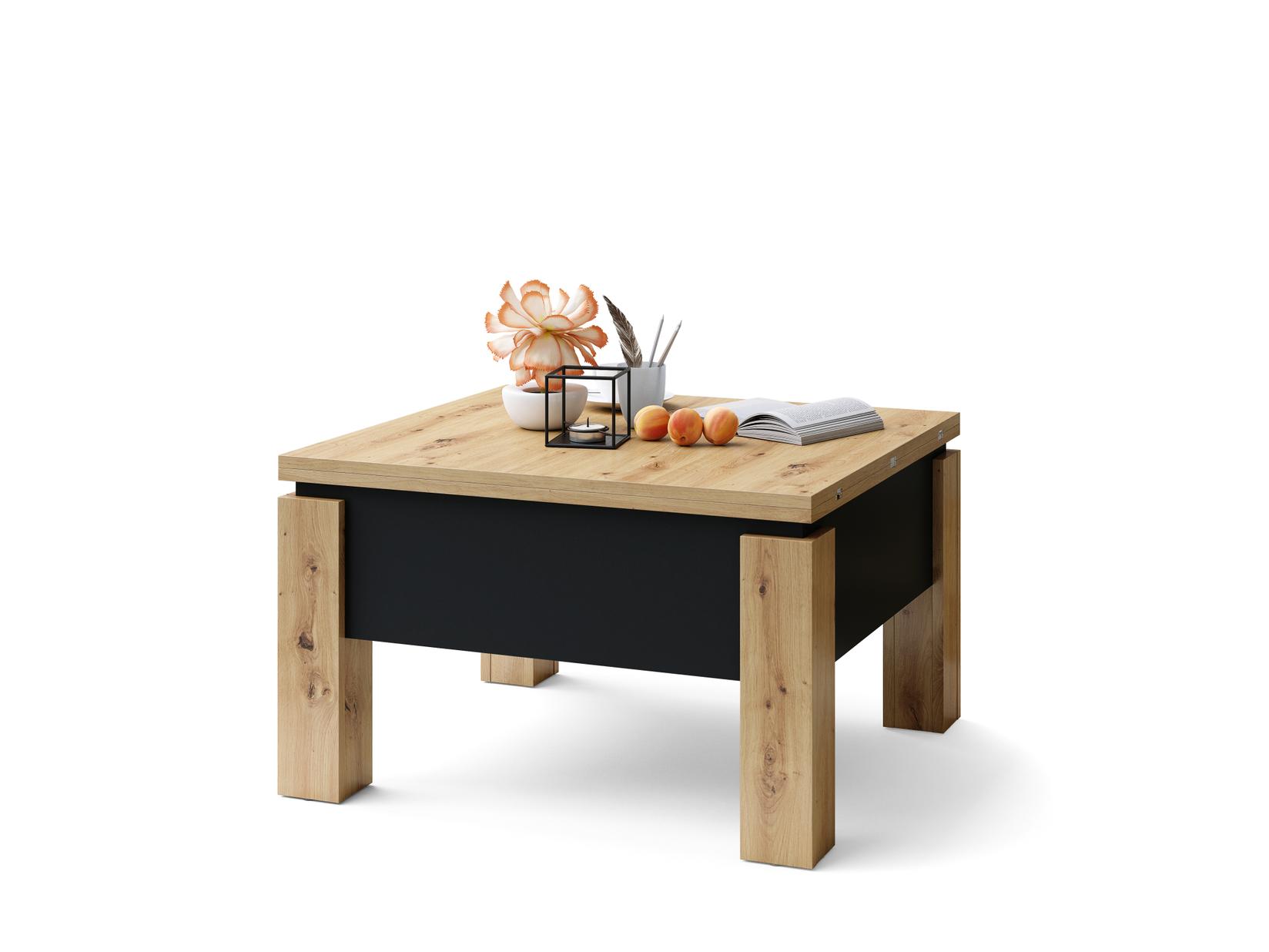 Mazzoni Multifunkcionalni sto na razvlačenje Oslo, 80-160x49x76cm, Hrast - crni