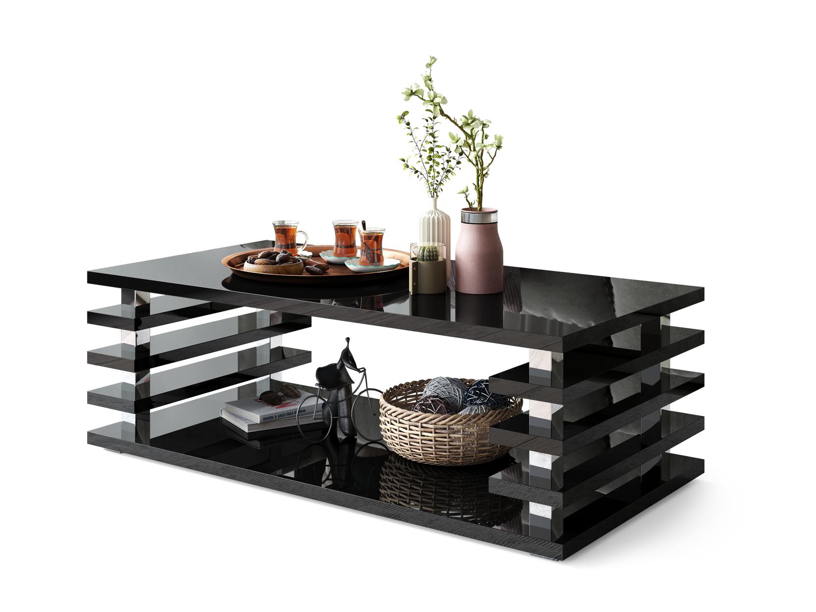 Mazzoni Klub sto Porto, Sjajni, 120x40x60cm, Crni