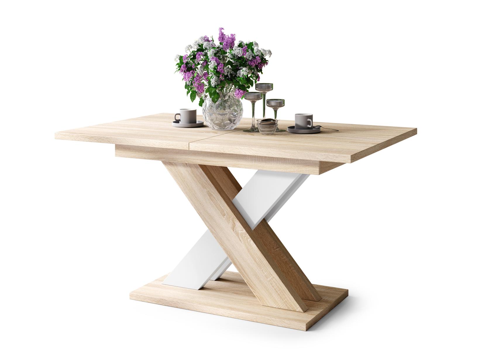 Mazzoni Trpezarijski sto na razvlačenje Karo, 140-180x76x90cm, Hrasti - beli