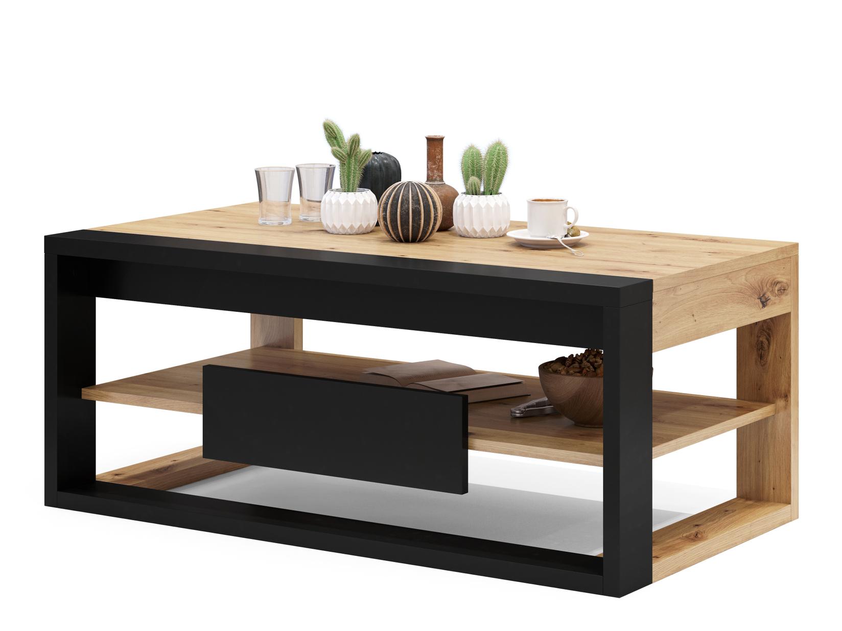 Mazzoni Klub sto Frame, 110x45-71x60cm, Hrast - crni