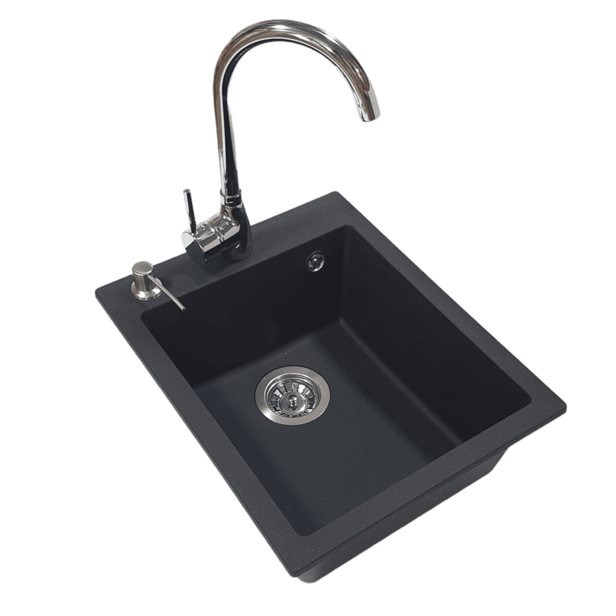 SanDonna Sudopera sa slavinom Vesta, Chrome Swan, Ugradni dozer, Crna